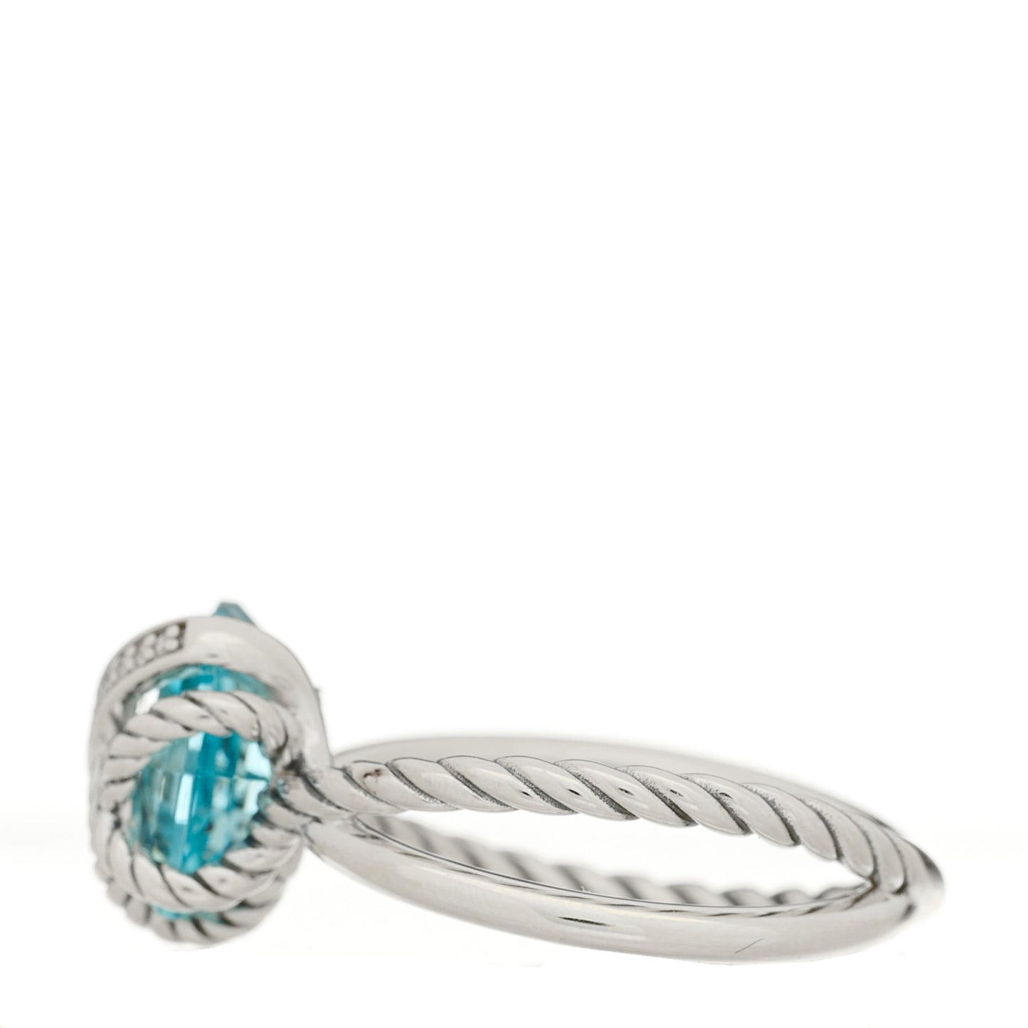 Sterling Silver Diamond Blue Topaz 10mm Cable Wrap Ring 57 8