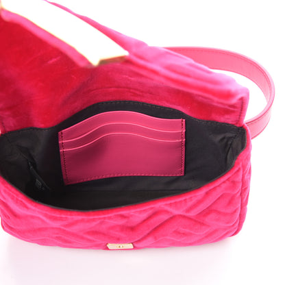 Fendi Velvet FF Embossed Hip Belt Baguette Bag Fuxia 5 of 9