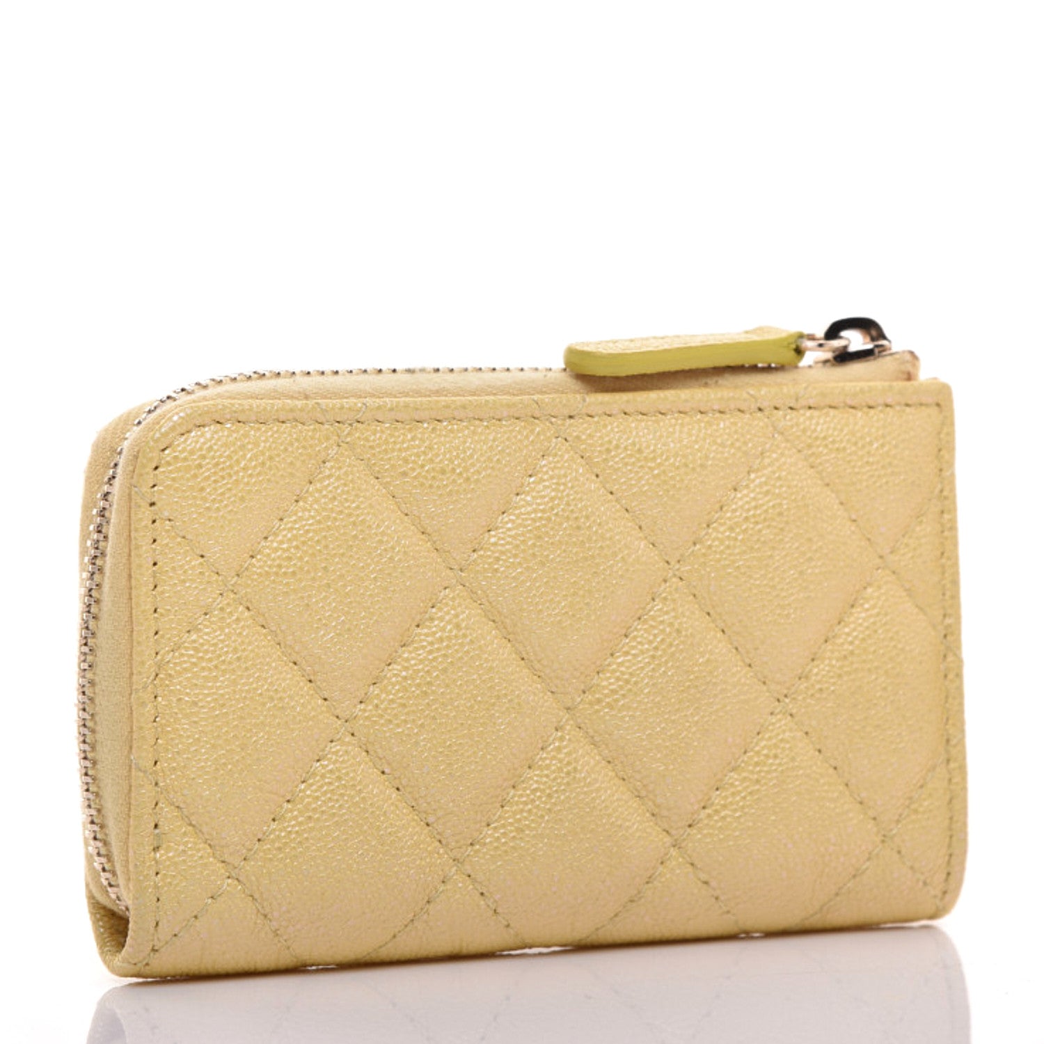 Chanel Iridescent Caviar Quilted Key Holder Case Yellow 3 of 10