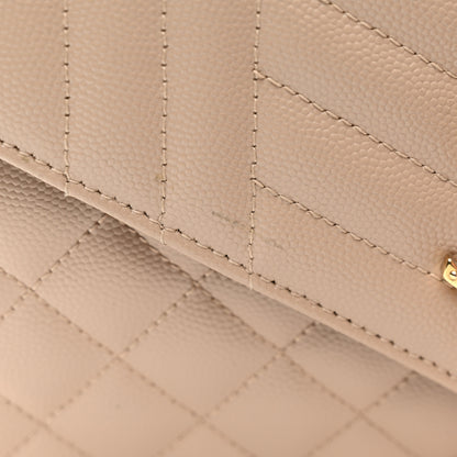 Saint Laurent Grain De Poudre Mixed Matelasse Triquilt Monogram Chain Wallet Dark Beige 9 of 12