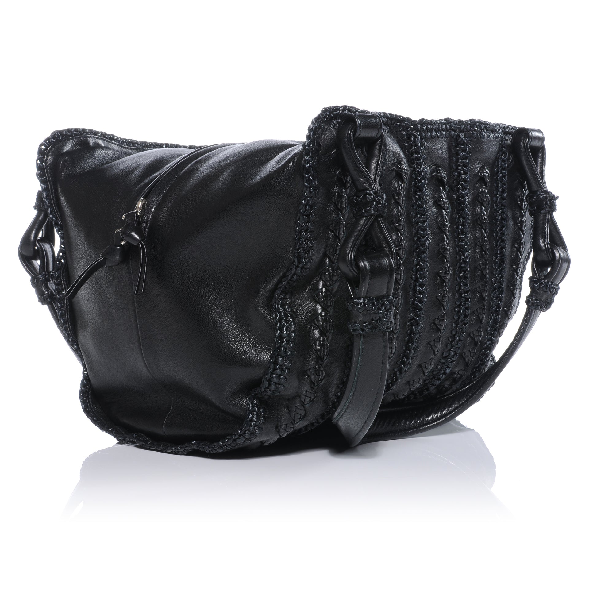 Bottega Veneta Nappa Crochet Raffia Bag Nero Black 3 of 8