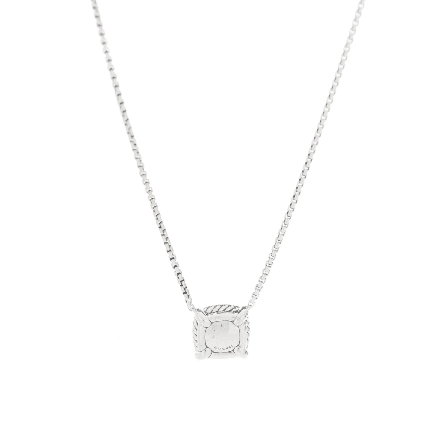 Sterling Silver Diamond Black Onyx 7mm Chatelaine Pave Bezel Pendant Necklace