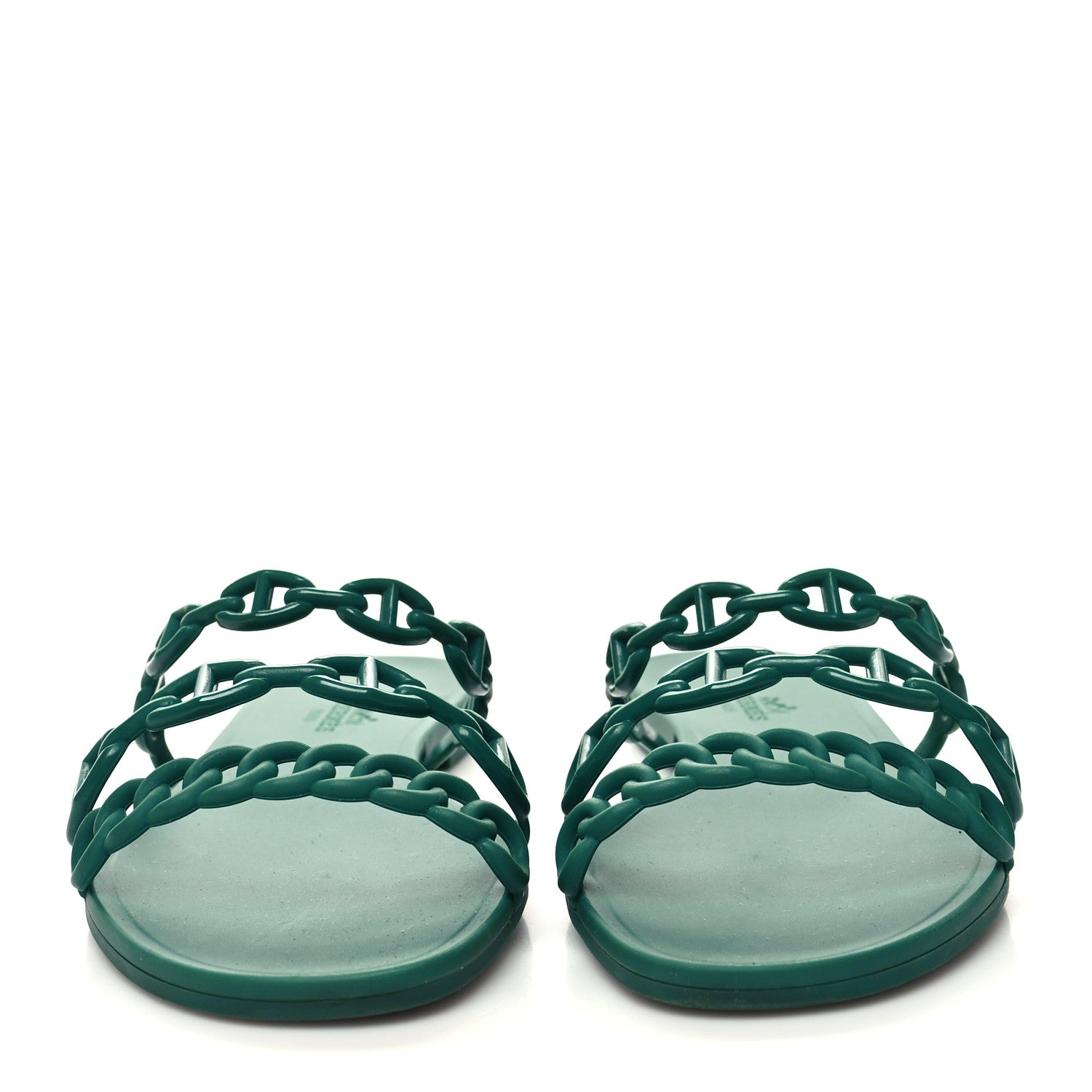 Hermes Rubber Chaine d'Ancre Rivage Sandals 38 Vert d'Ete 2 of 8