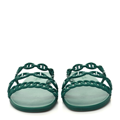 Hermes Rubber Chaine d'Ancre Rivage Sandals 38 Vert d'Ete 2 of 8