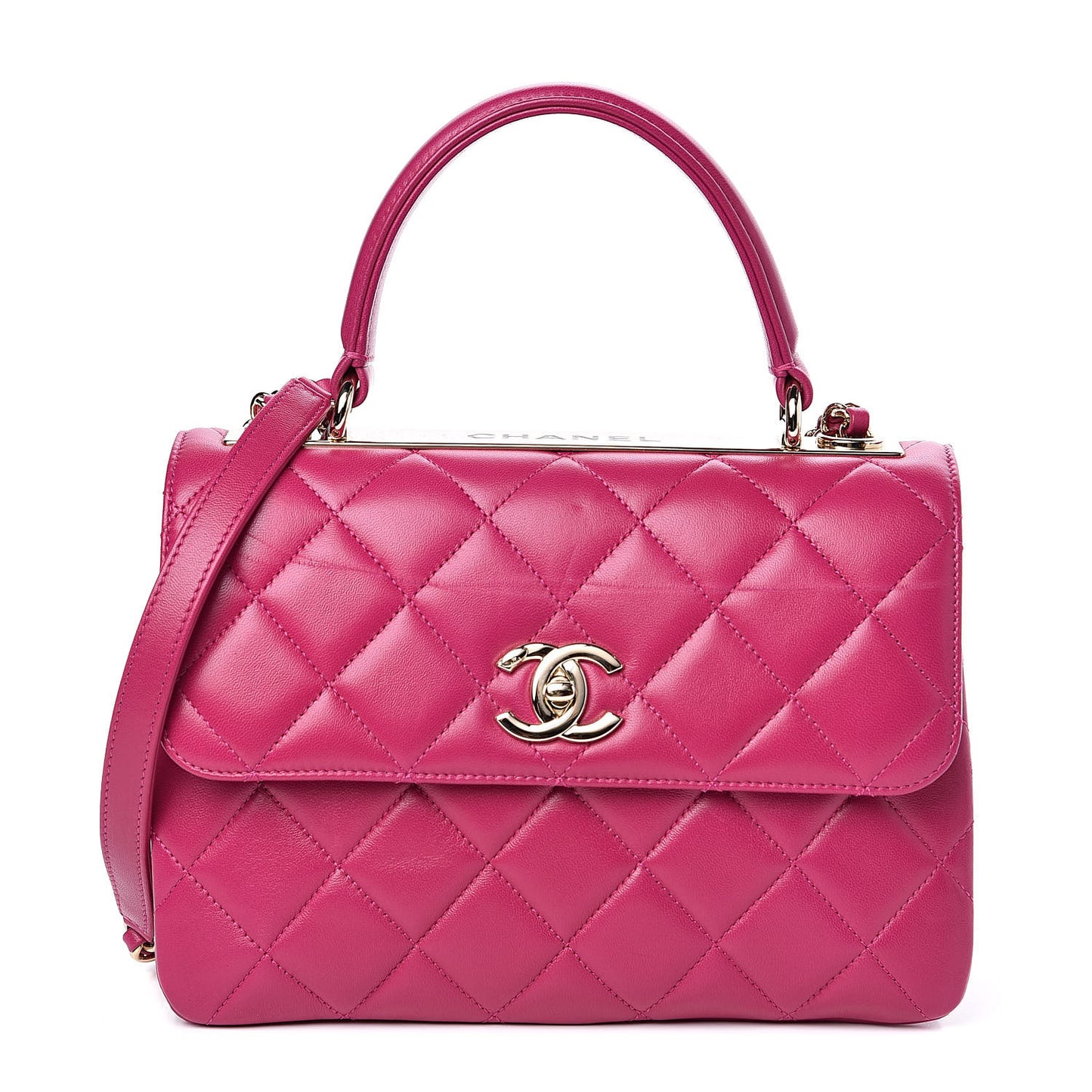 Lambskin Quilted Small Trendy CC Flap Dual Handle Bag Pink