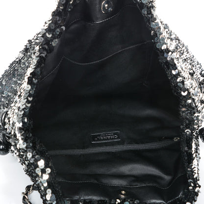 Chanel Sequin Summer Night Drawstring Tote Black 5 of 7