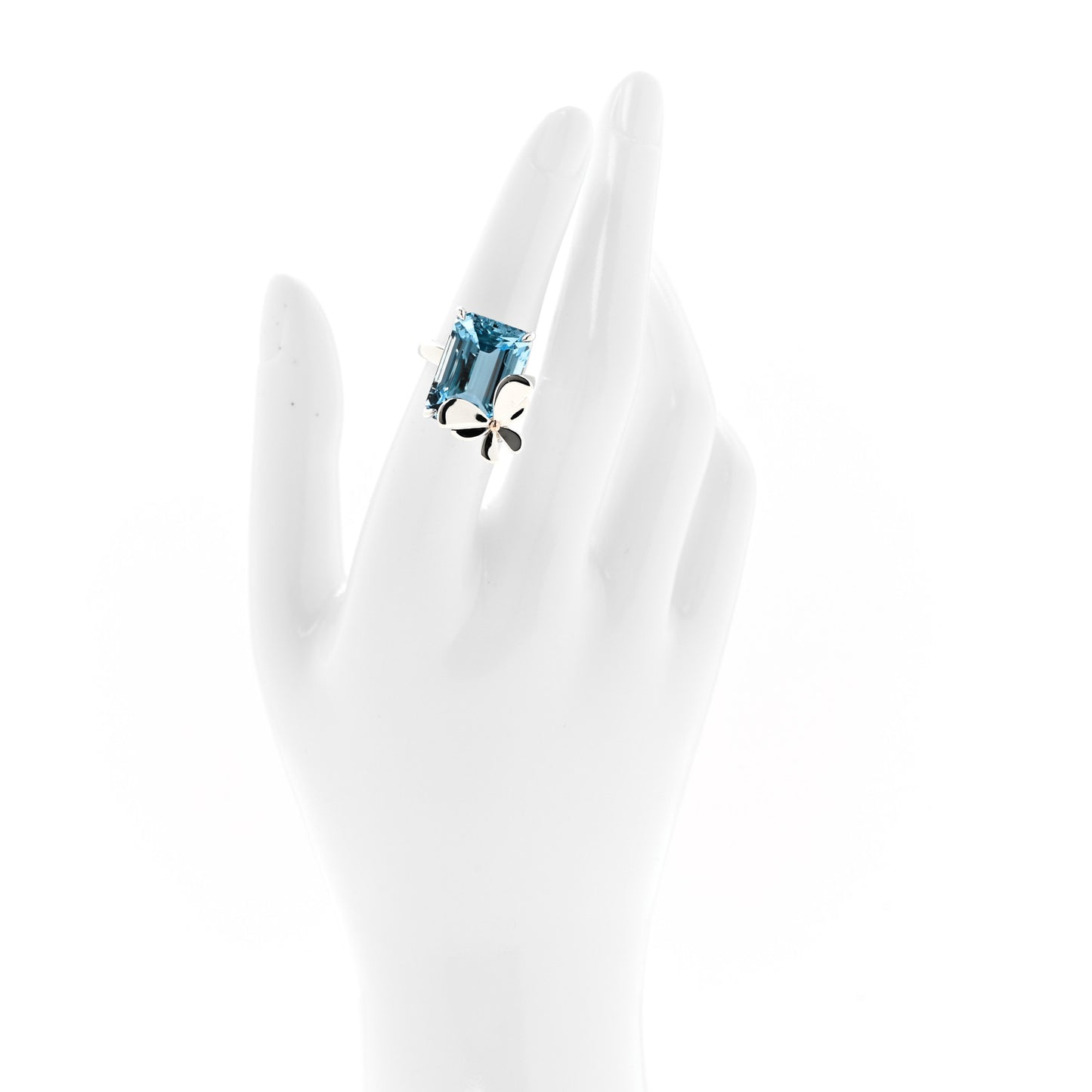 Sterling Silver 18K Rose Gold Blue Topaz Return to Tiffany Love Bugs Butterfly Ring