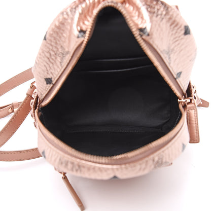 MCM Metallic Visetos Studded X-Mini Bebe Boo Backpack Champagne Gold 5 of 9