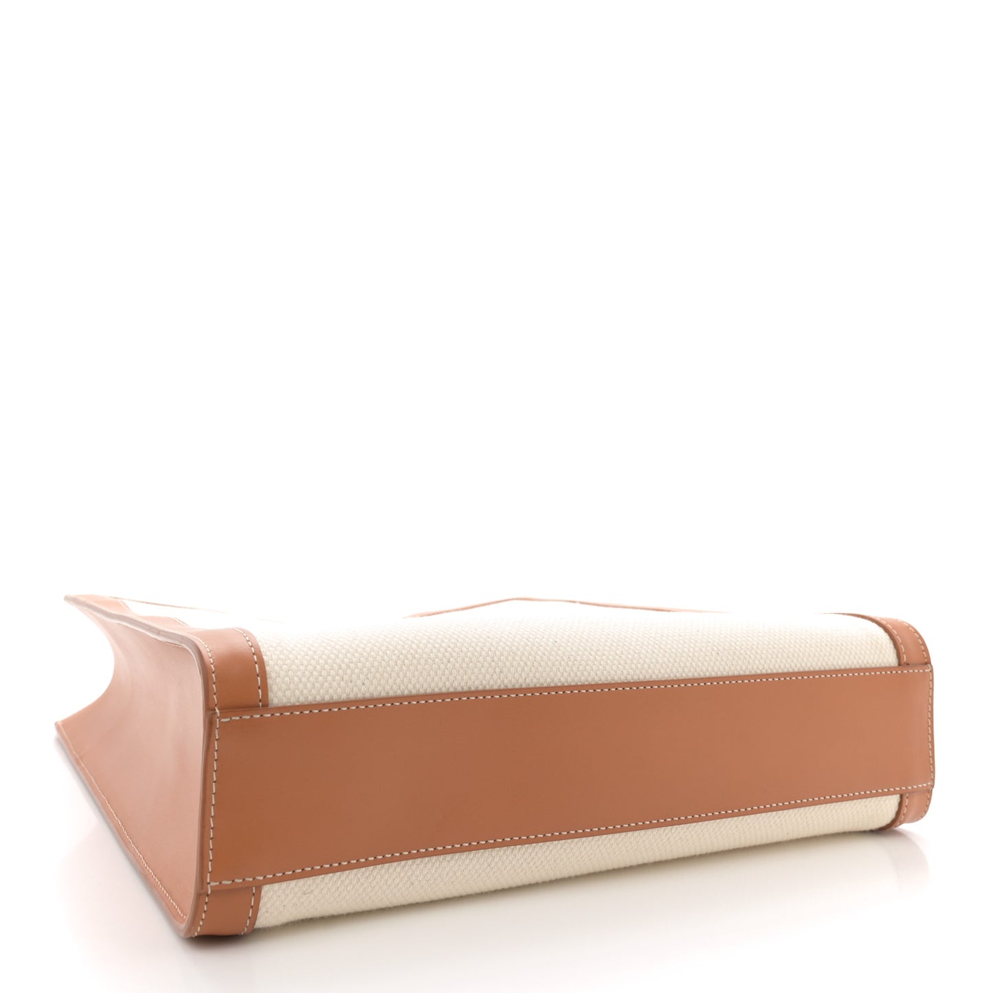 Canvas Calfskin Logo Print Small Vertical Cabas Natural Tan