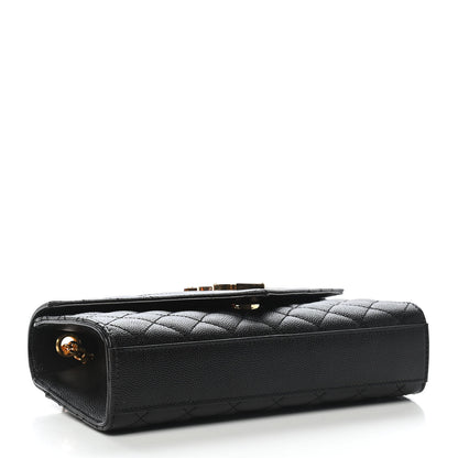 Saint Laurent Grain De Poudre Textured Mixed Matelasse Triquilt Small Monogram Satchel Black 4 of 8