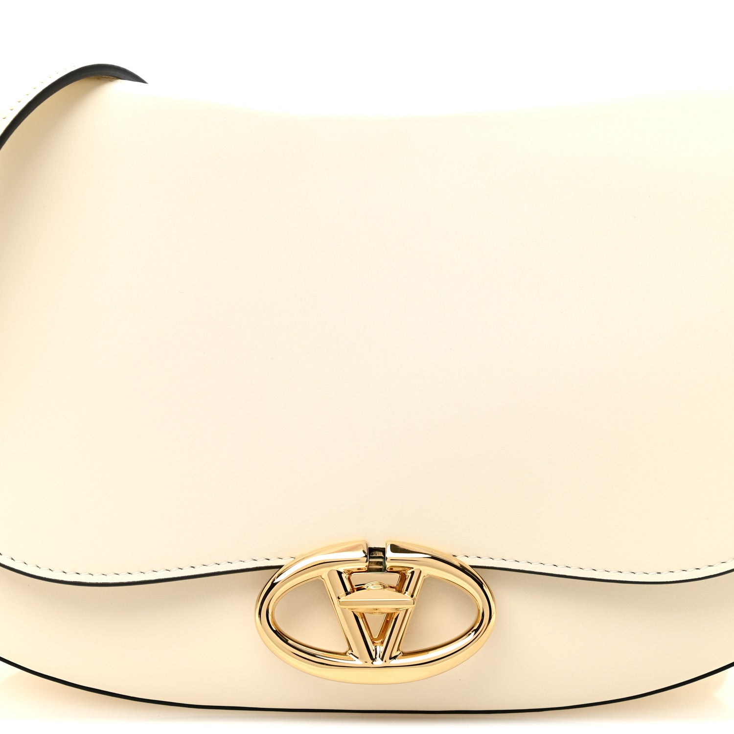 Valentino Garavani Calfskin Ohval Foldover Shoulder Bag White 7 of 9