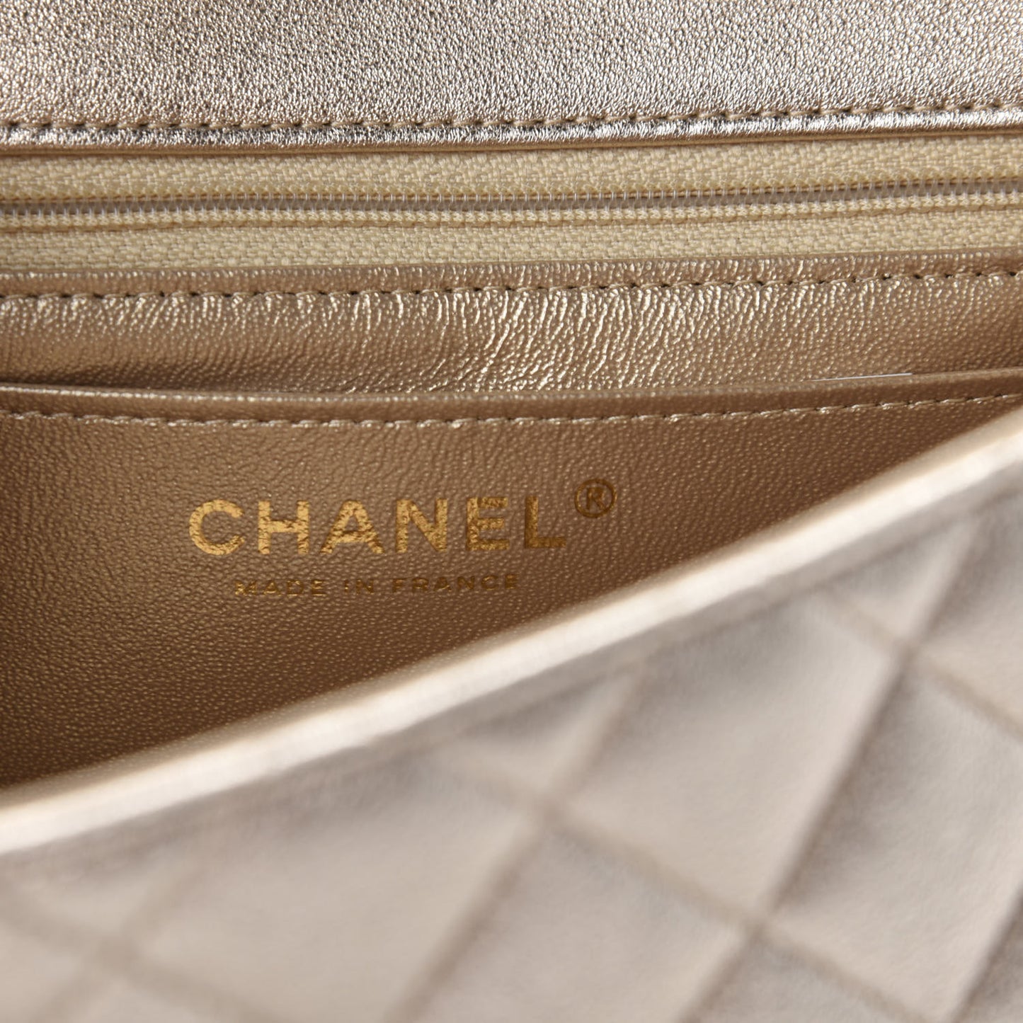 Metallic Lambskin Quilted Mini Square Flap Gold