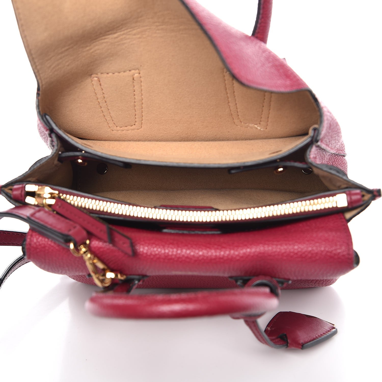 MCM Grained Calfskin Mini Milla Tote Burgundy 5 of 12