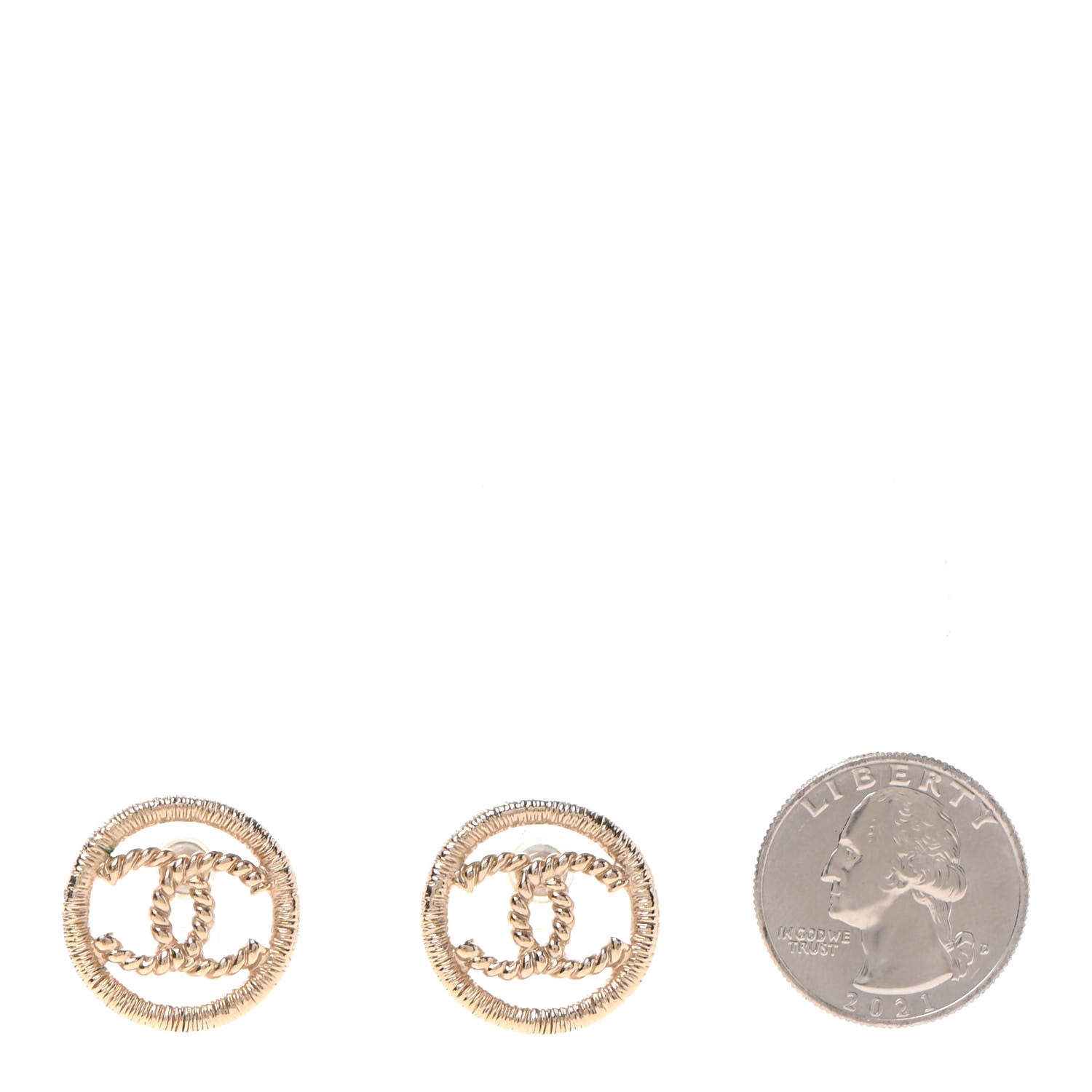 Chanel CC Round Rope Earrings Gold 2 of 6