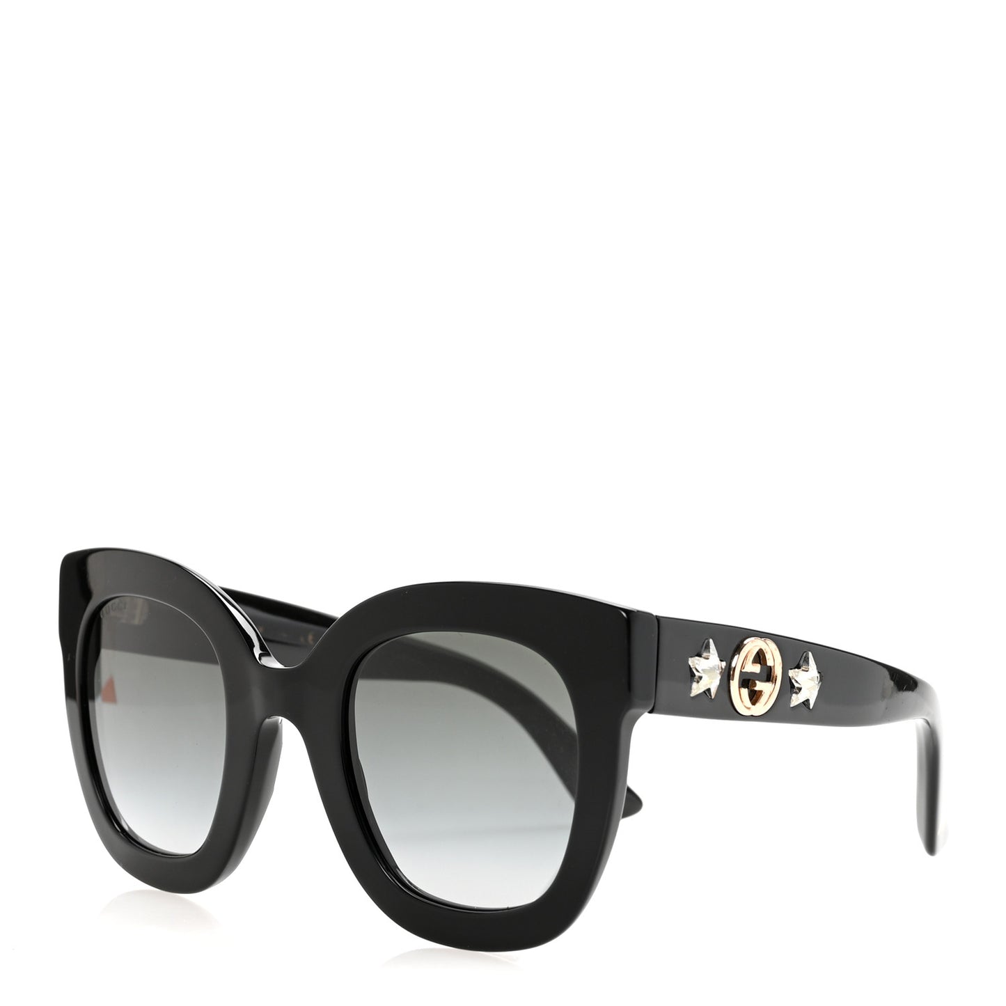 Acetate Crystal Star Round Frame Sunglasses GG0208S Black