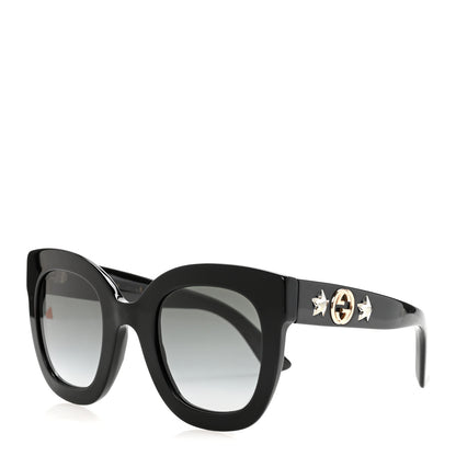 Gucci Acetate Crystal Star Round Frame Sunglasses GG0208S Black 2 of 16