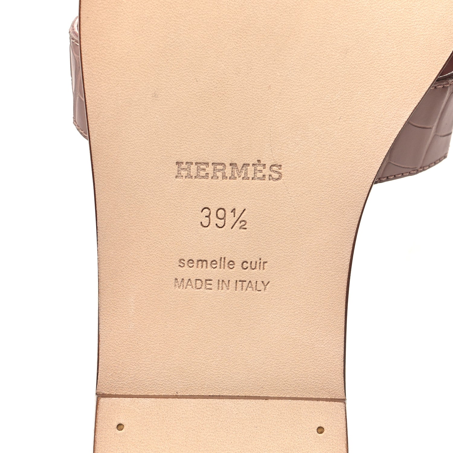 Hermes Matte Crocodile Oran Sandals 39.5 Blush 6 of 9