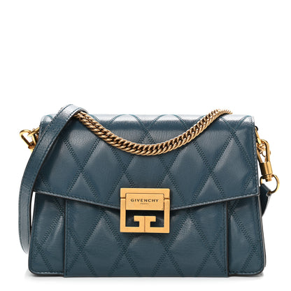 Givenchy Goatskin Quilted Small GV3 Shoulder Bag Blue 1 of 9