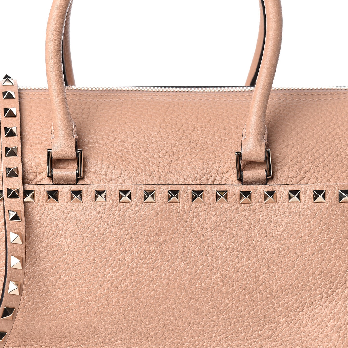 Pebbled Calfskin Rockstud Boston Duffle Bag Skin Sorbet