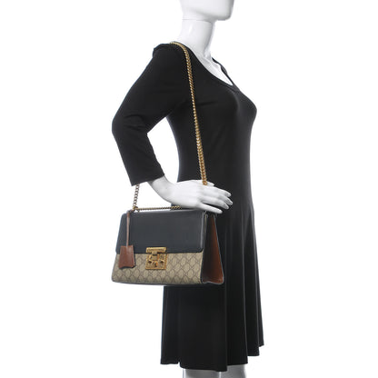 Gucci GG Supreme Monogram Calfskin Medium Padlock Shoulder Bag Beige Black Cuir 2 of 20