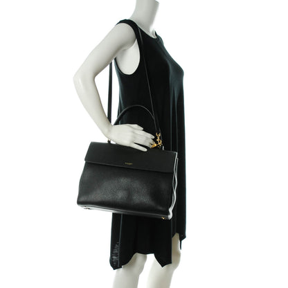 Saint Laurent Grained Calfskin Medium Moujik Top Handle Bag Black 2 of 7