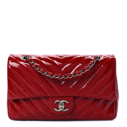 Chanel Patent Chevron Quilted Medium Single Flap Red 1 of 8