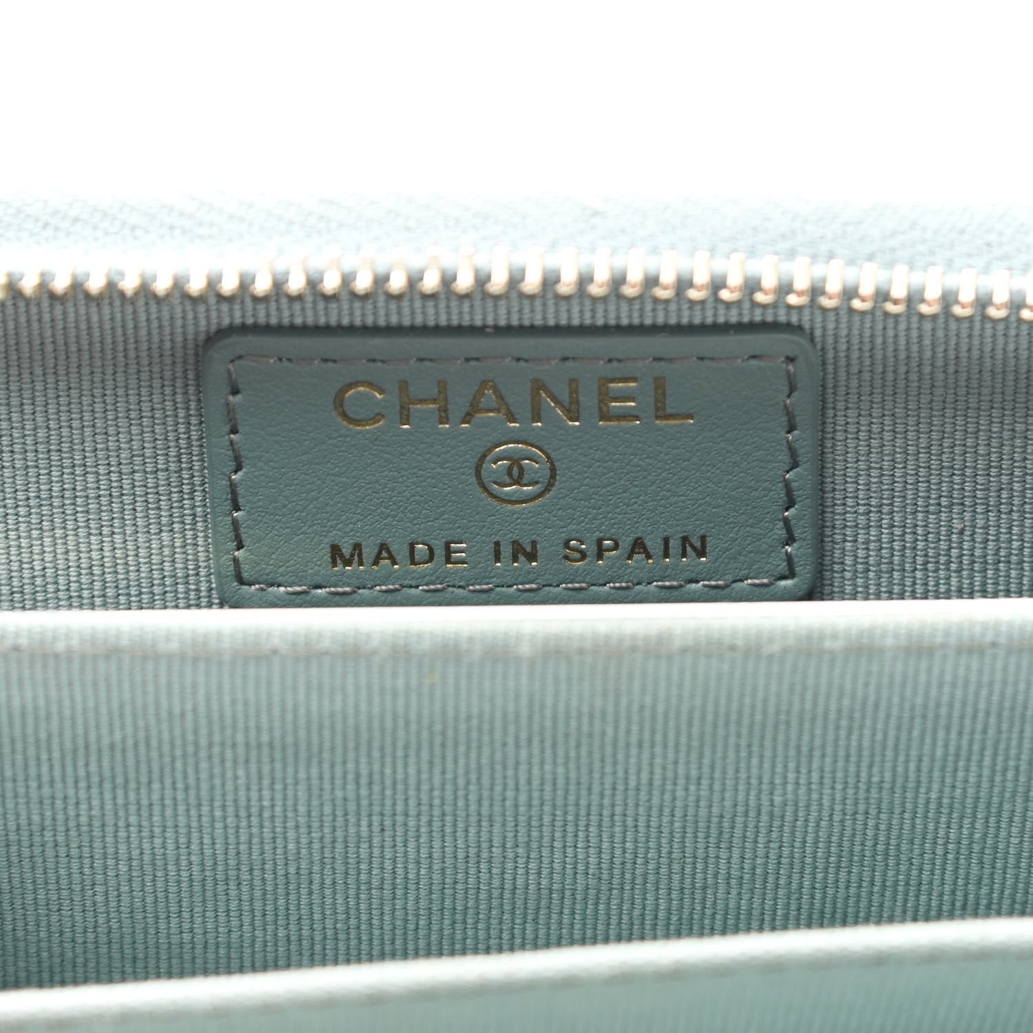 Chanel Caviar Quilted Zip Around Coin Purse Wallet Dark Green 6 of 8