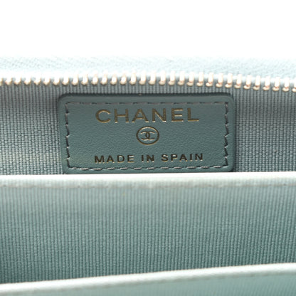 Chanel Caviar Quilted Zip Around Coin Purse Wallet Dark Green 6 of 8
