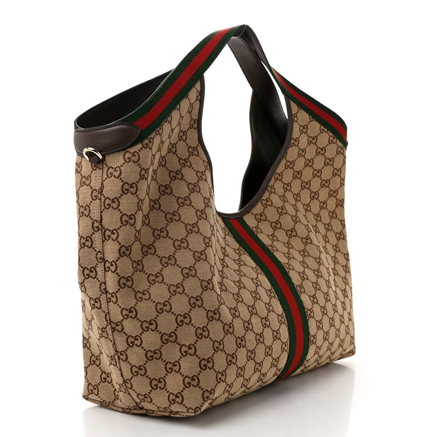 GG Monogram Web Large Giglio Tote Beige Brown