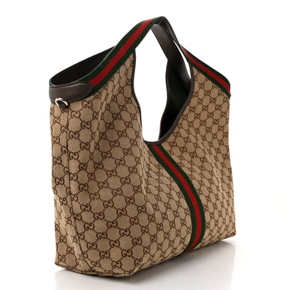 Gucci GG Monogram Web Large Giglio Tote Beige Brown 4 of 10
