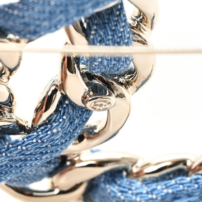 Chanel Metal Denim Braided CC Brooch Blue Gold 3 of 4