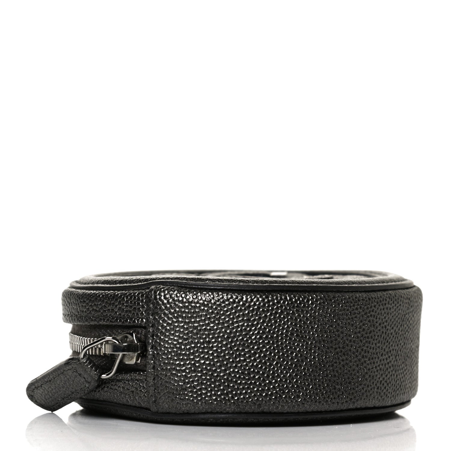 Chanel Metallic Caviar Quilted Filigree Zip Around Classic Coin Purse Dark Silver 8 of 10