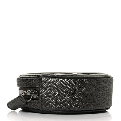 Chanel Metallic Caviar Quilted Filigree Zip Around Classic Coin Purse Dark Silver 8 of 10