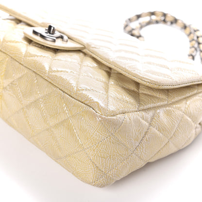 Chanel Crinkled Patent Quilted Jumbo Single Flap Light Beige 11 of 14