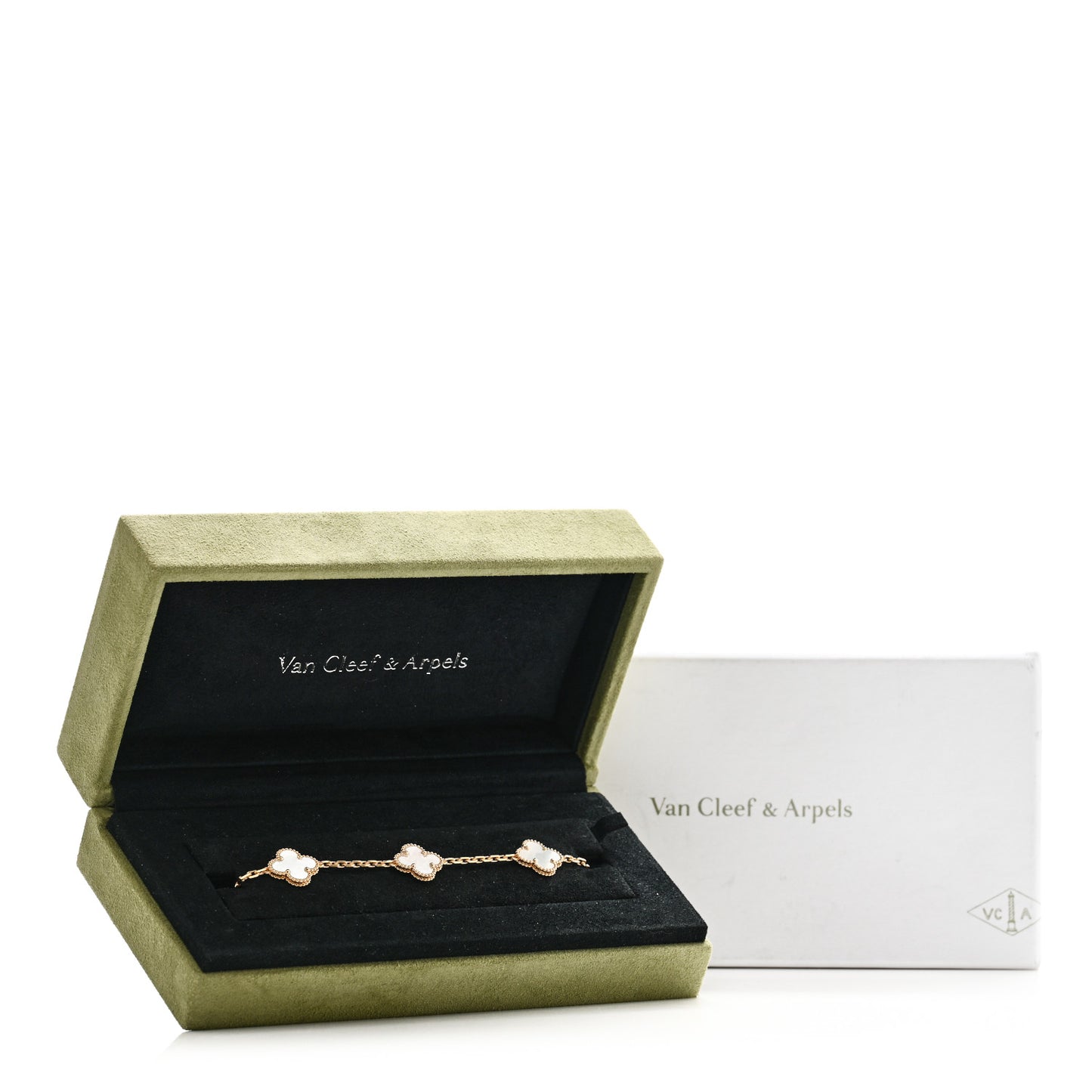 18K Yellow Gold Mother of Pearl 5 Motifs Vintage Alhambra Bracelet