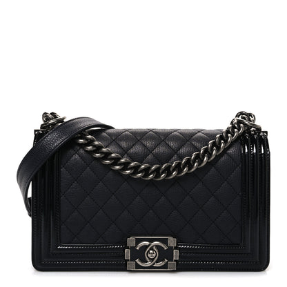 Chanel Goatskin Quilted Patent Medium Duo Boy Flap Black 1 of 10