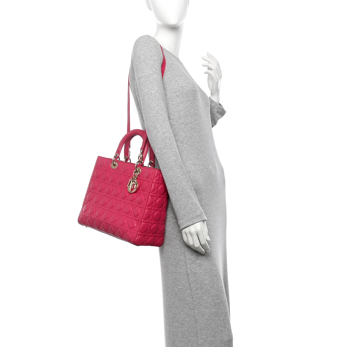 Lambskin Cannage Large Lady Dior Pink