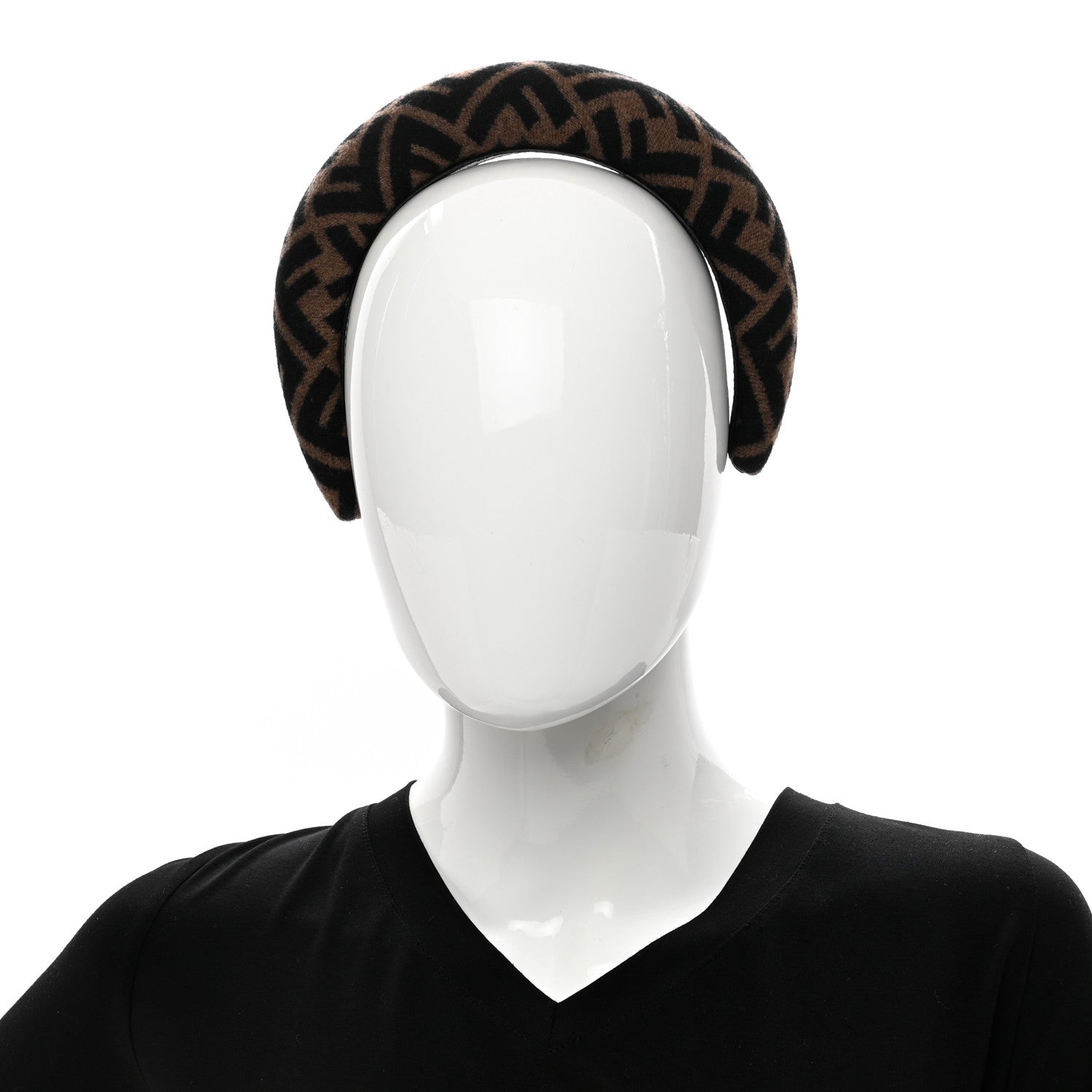 Fendi Wool Cashmere FF Logo Headband Tobacco 2 of 6