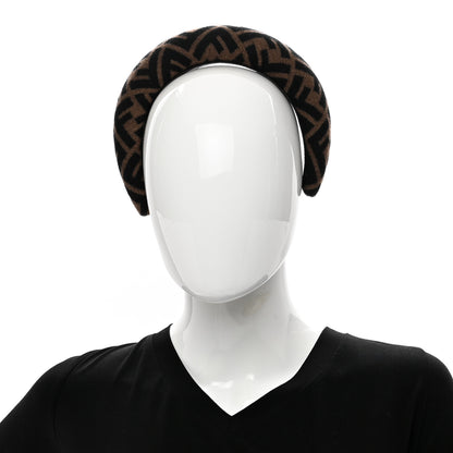 Fendi Wool Cashmere FF Logo Headband Tobacco 2 of 6