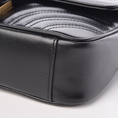 Gucci Calfskin Matelasse Mini GG Marmont Shoulder Bag Black 9 of 9