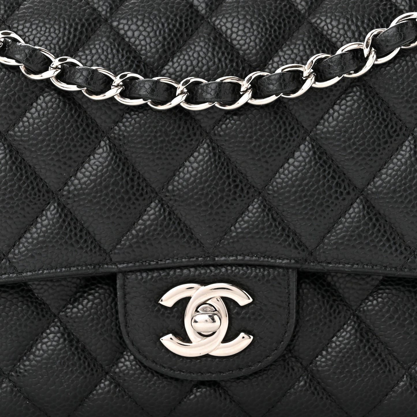 Caviar Quilted Medium Double Flap Black