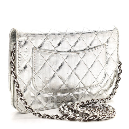 Chanel Metallic Striped Calfskin Reissue Wallet On Chain WOC Silver 3 of 19
