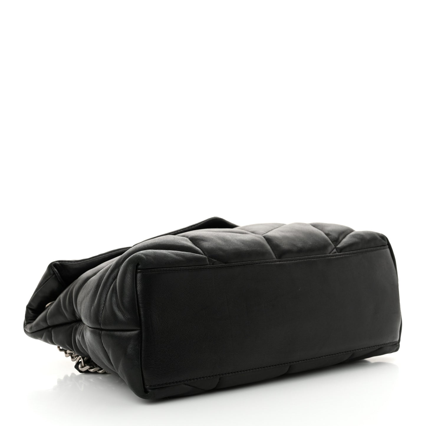 Lambskin Quilted Medium Loulou Puffer Monogram Chain Satchel Black