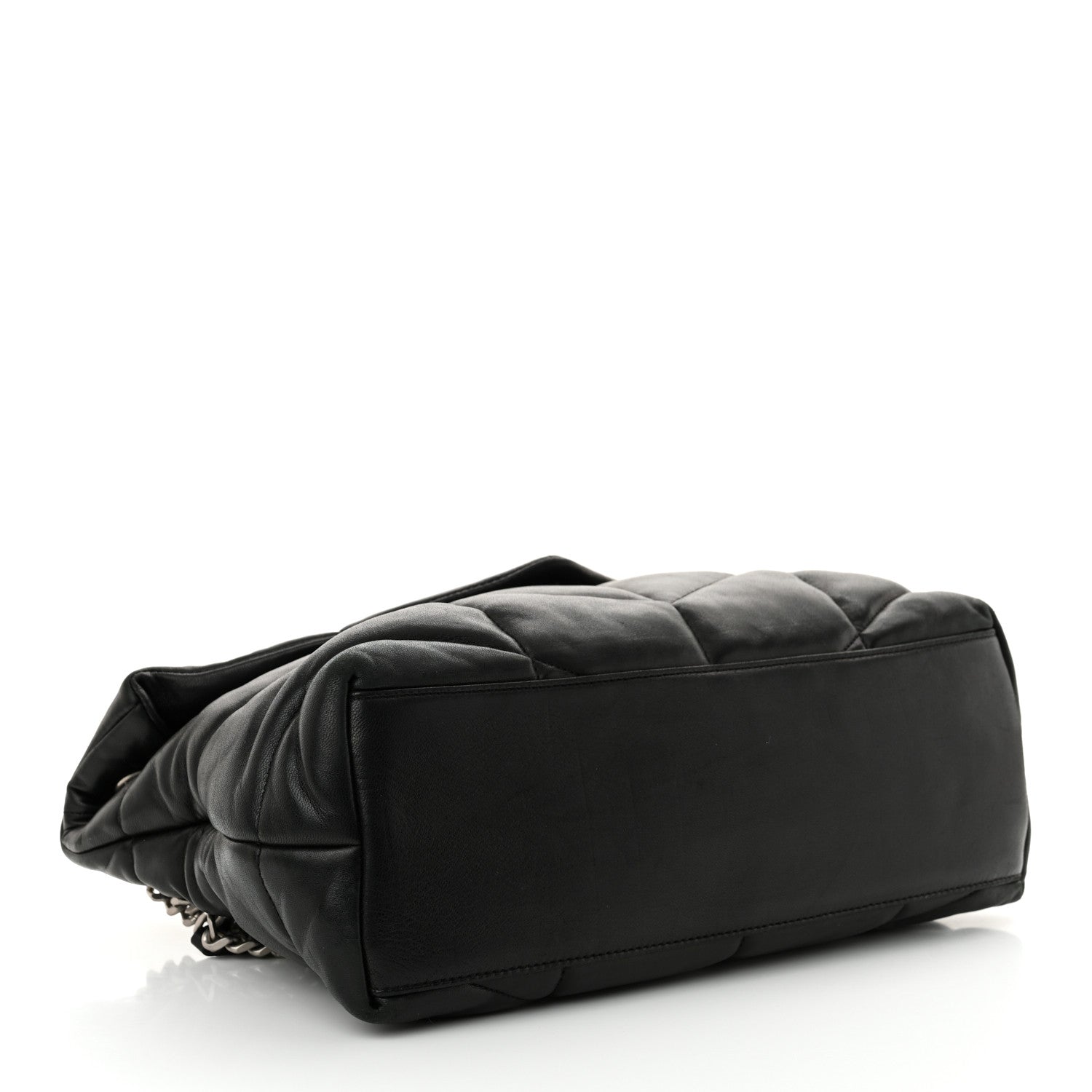 Saint Laurent Lambskin Quilted Medium Loulou Puffer Monogram Chain Satchel Black 4 of 13