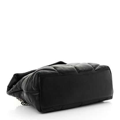 Saint Laurent Lambskin Quilted Medium Loulou Puffer Monogram Chain Satchel Black 4 of 13