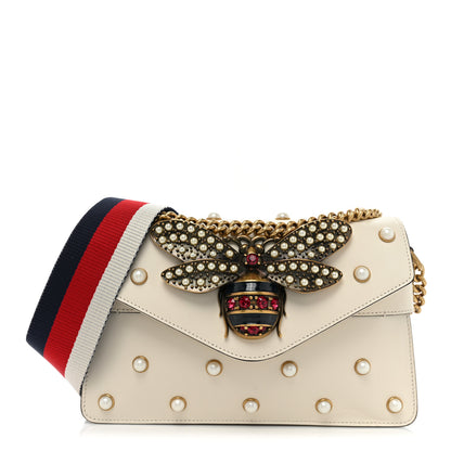 Gucci Nappa Pearl Studded Mini Queen Margaret Broadway Shoulder Bag Mystic White 1 of 13