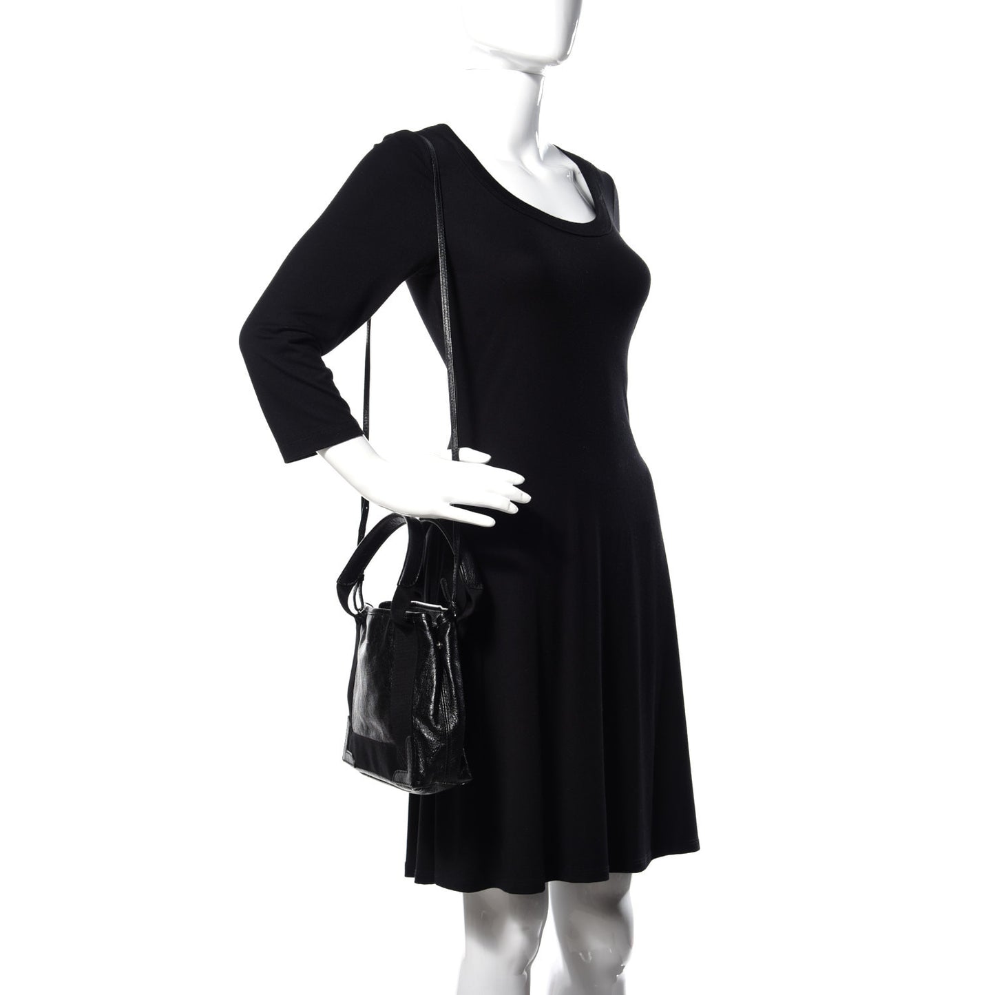 Agneau Stadio Ruban Viscose Navy Cabas Tote XS Black