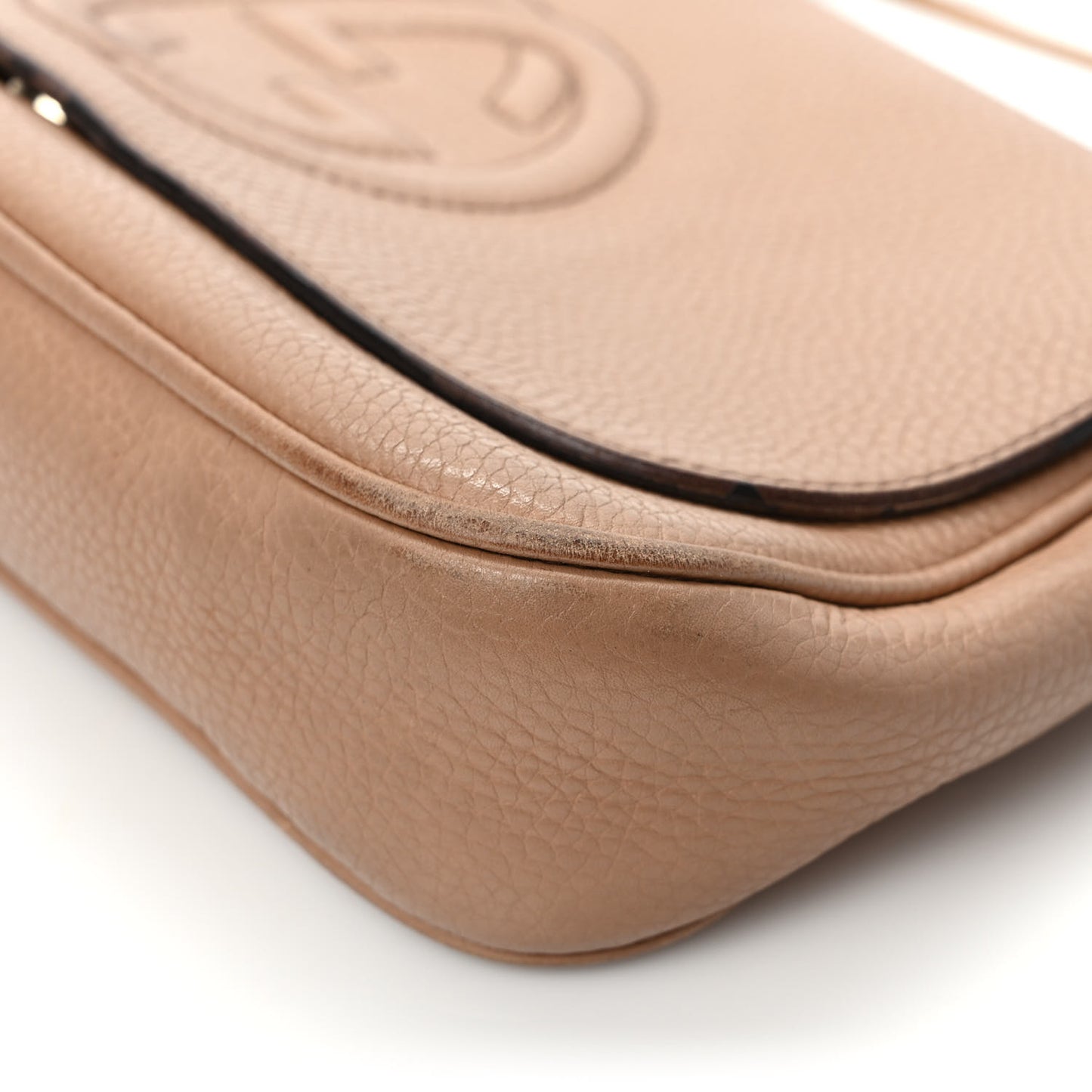 Pebbled Calfskin Medium Soho Flap Crossbody Camelia