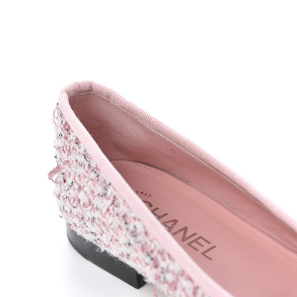 Chanel Tweed Grosgrain Cap Toe Ballerina Flats 38 Pink Black 10 of 17