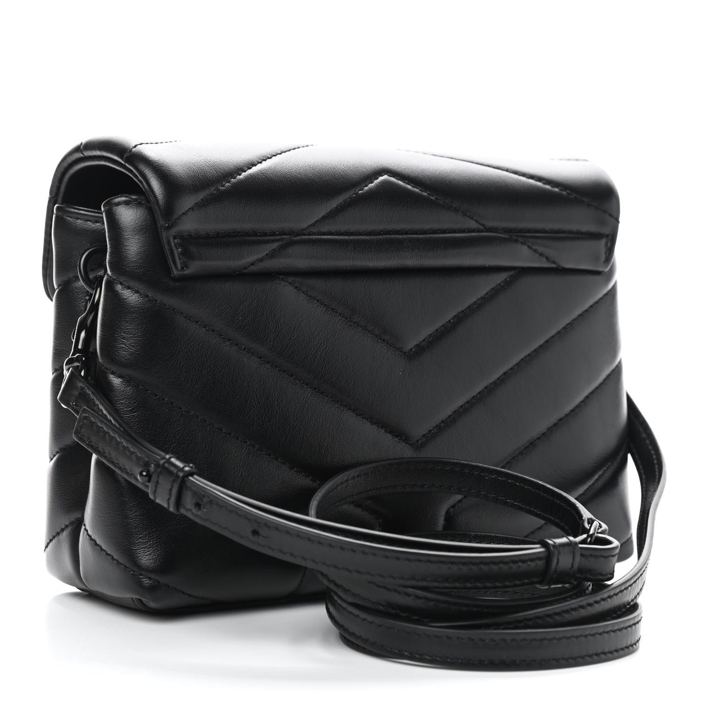 Calfskin Y Quilted Monogram Toy Loulou Crossbody Bag Black